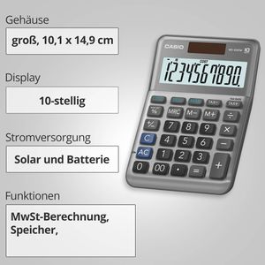 Produktbild für Taschenrechner Casio MS 100 FM, mit MwSt-Berechnung