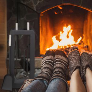 Produktbild für Kaminbesteck Relaxdays 10028785, aus Metall, schwarz, 5-teilig