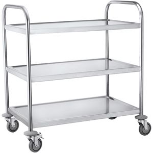 Servierwagen Böttcher-AG silber, aus Edelstahl