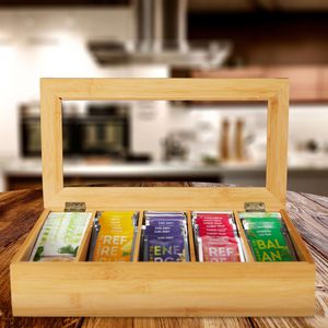 Produktbild für Teebox Relaxdays 10032168, für Teebeutel, natur, aus Bambus