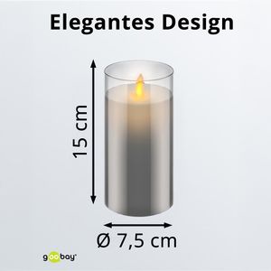 Produktbild für LED-Kerze Goobay 60372, Echtwachs im Glas, grau