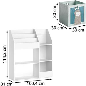 Produktbild für Bücherregal Vicco Luigi, weiß, mit 4 Faltboxen
