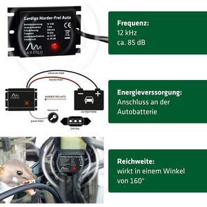 Gardigo Marderschreck Marder-Frei Auto, Autobatterie 12V/DC