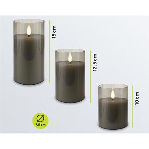 Produktbild für LED-Kerze Goobay 77755, Echtwachs im Glas, grau