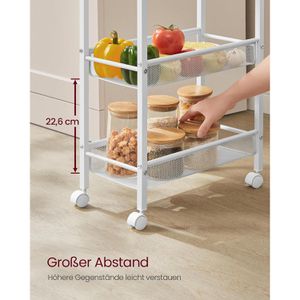 Produktbild für Nischenregal Songmics LRC035W09, weiß, mit Rollen